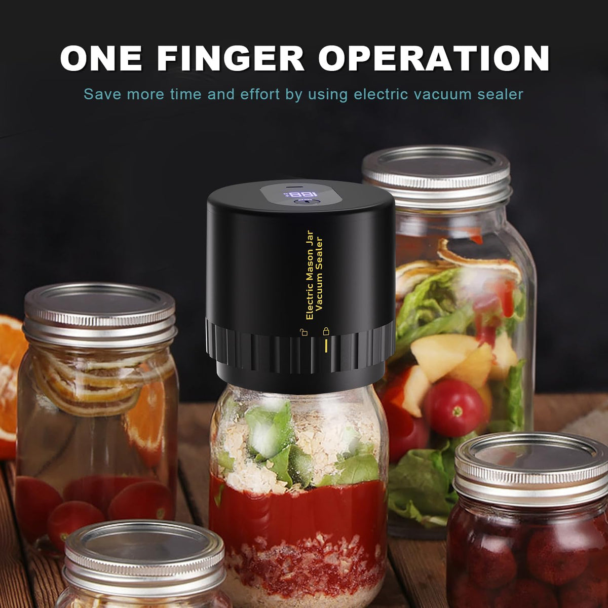 Electric Mason Jar Vacuum Sealer Kit with Wide and Regular Mouth Lids B229945