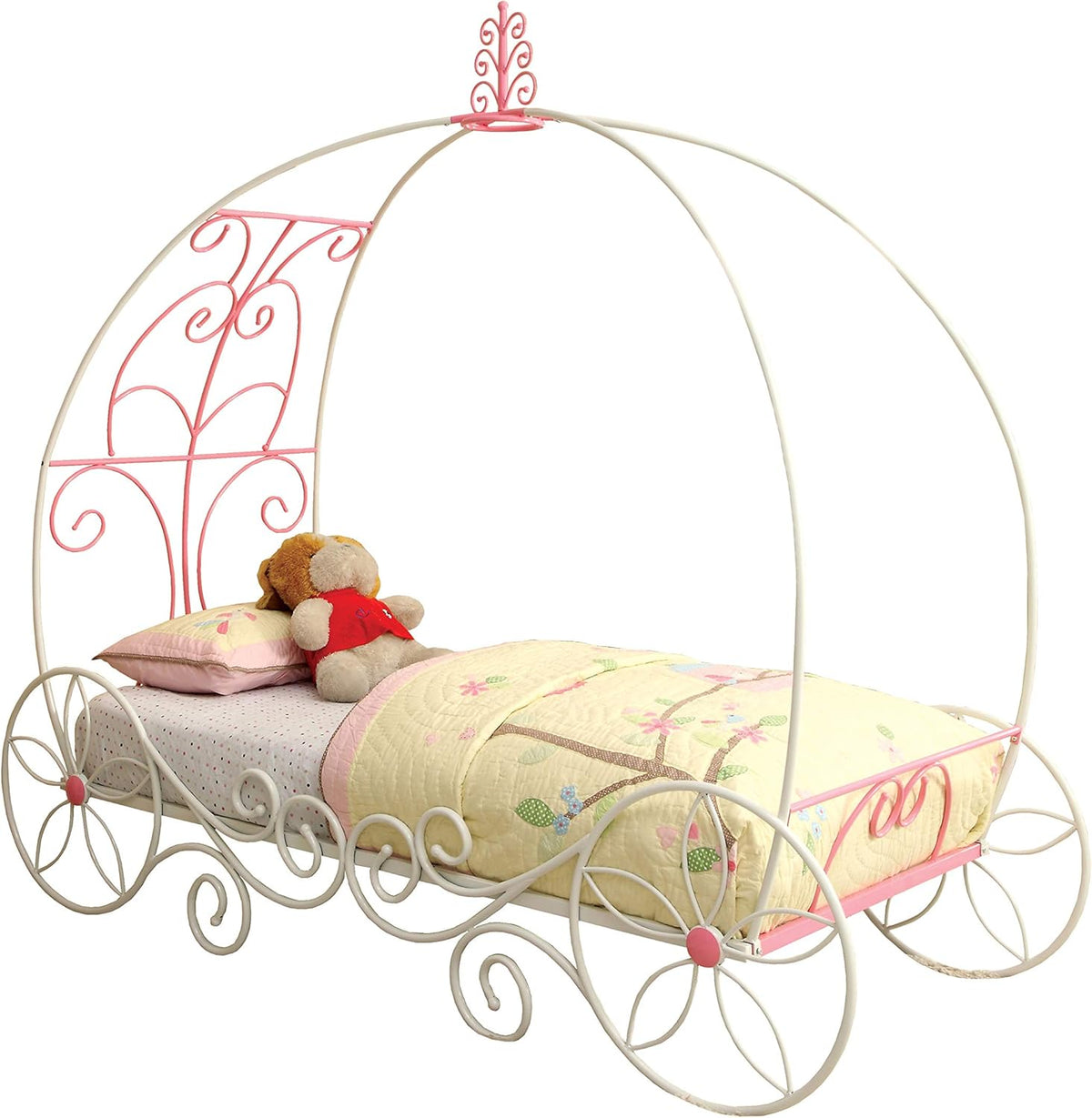 Twin Pink & White Carriage Bed L95147