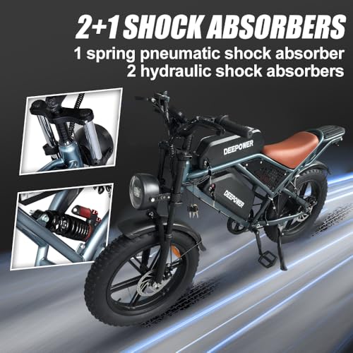 1500W Peak Brushless Motor 30 MPH Fat Tire E Bike with 624-2880Wh Removable Battery 20" Electric Dirt Bike with Dual Suspension and 7-Speed J194129