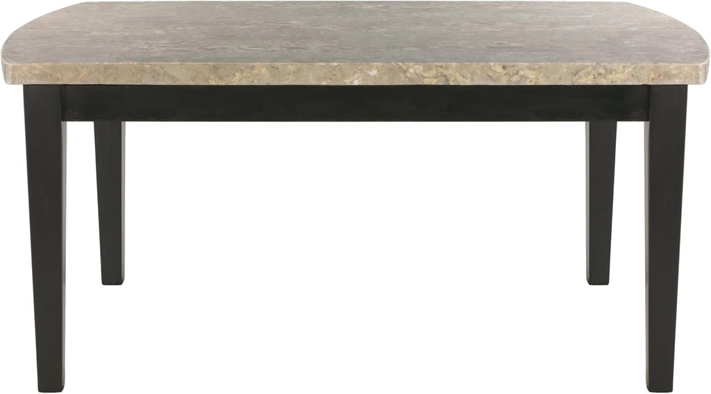Dark Espresso 5pc Dining Set Marble Top Table and 4 Chairs Faux Leather Upholstery S71456