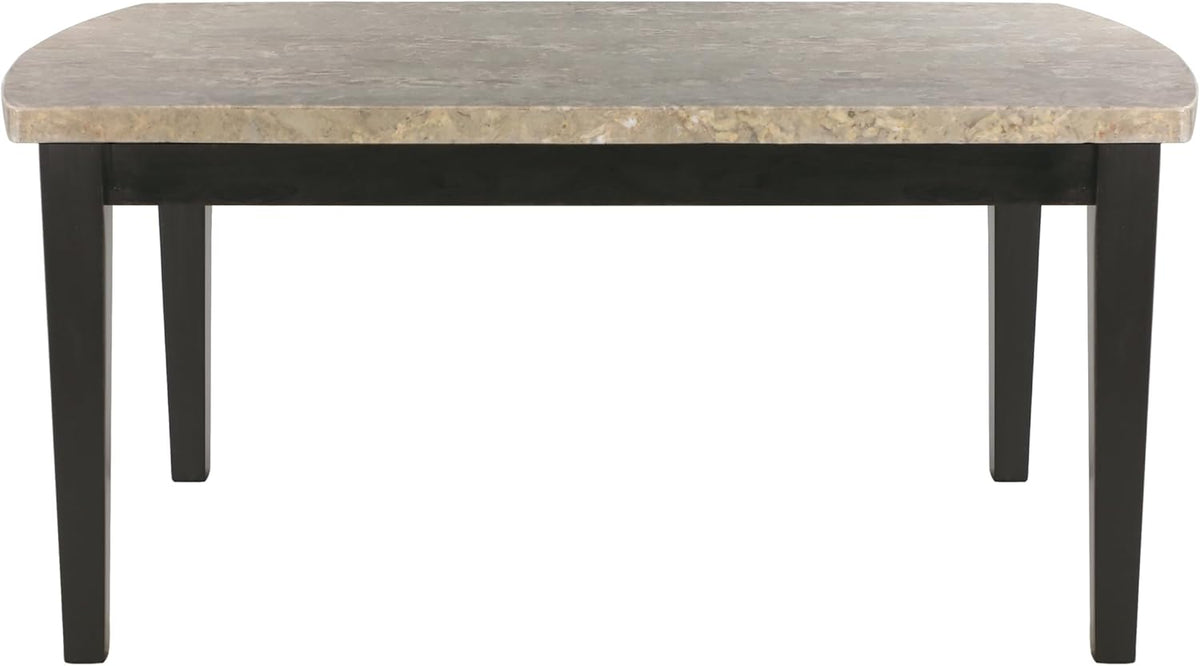 Dark Espresso 5pc Dining Set Marble Top Table and 4 Chairs Faux Leather Upholstery S71456