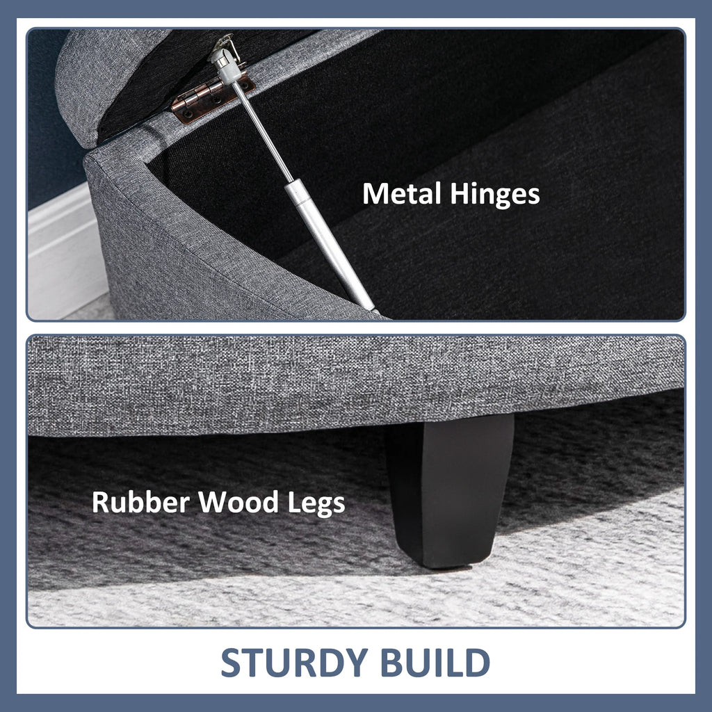 Gray Half Moon Storage Ottoman with Lift Lid T88566
