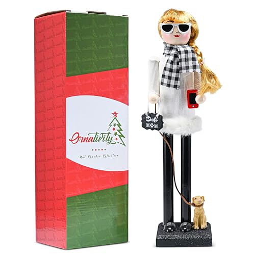 White and Black Wooden Nutcracker Woman 15" E178567