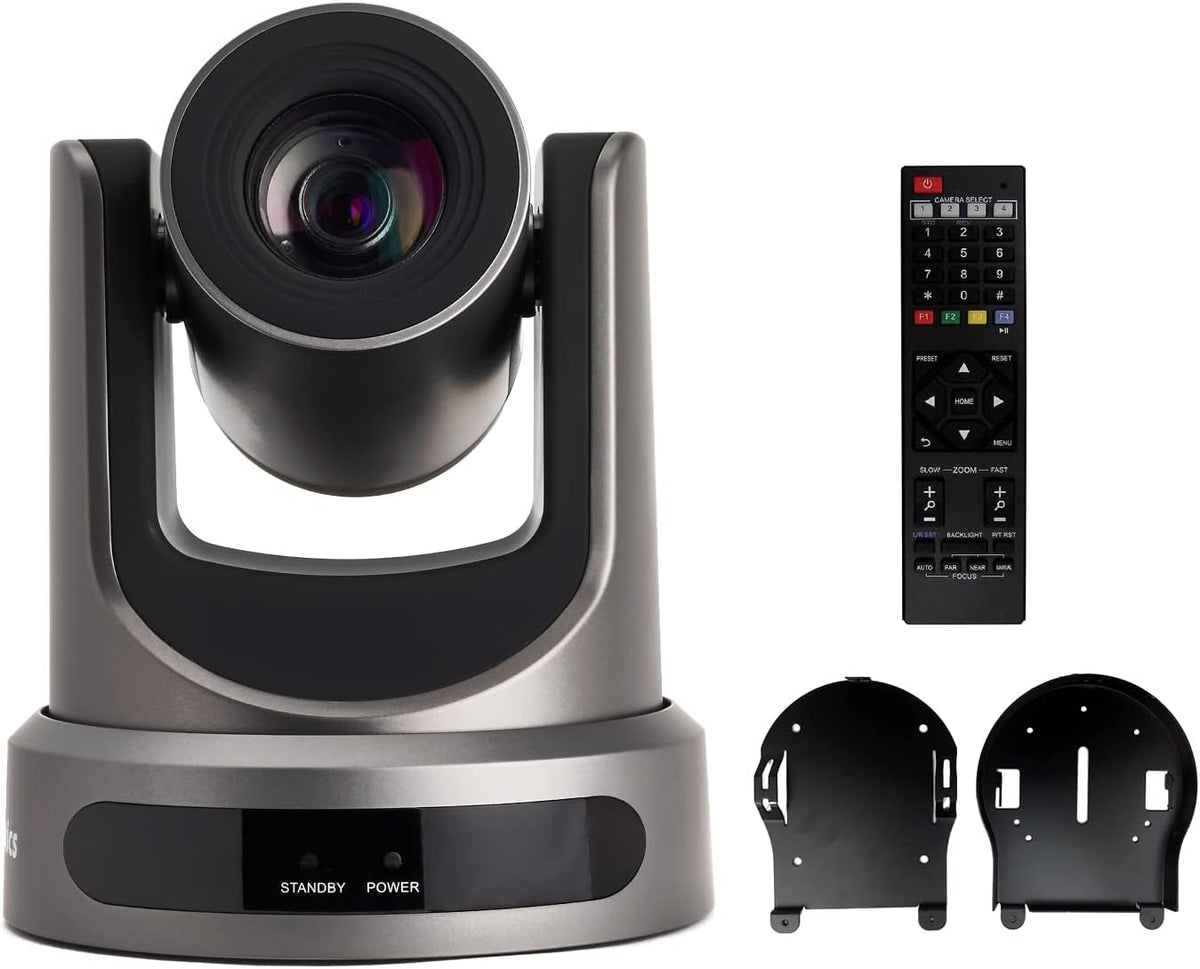 Grey 12X Zoom Live Streaming Camera with Black Ceiling Mount O37368