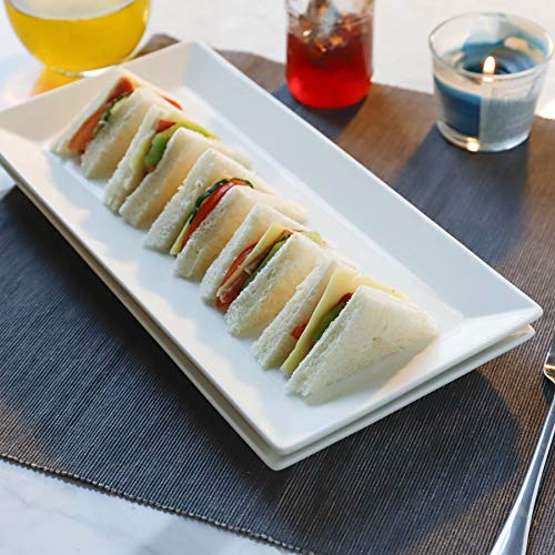White 12 Inch Porcelain Rectangular Serving Platters Set of 4 M5175