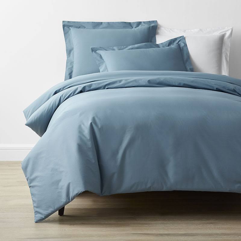 Blue 300-Thread Count Cotton Percale Twin XL Duvet Cover J342