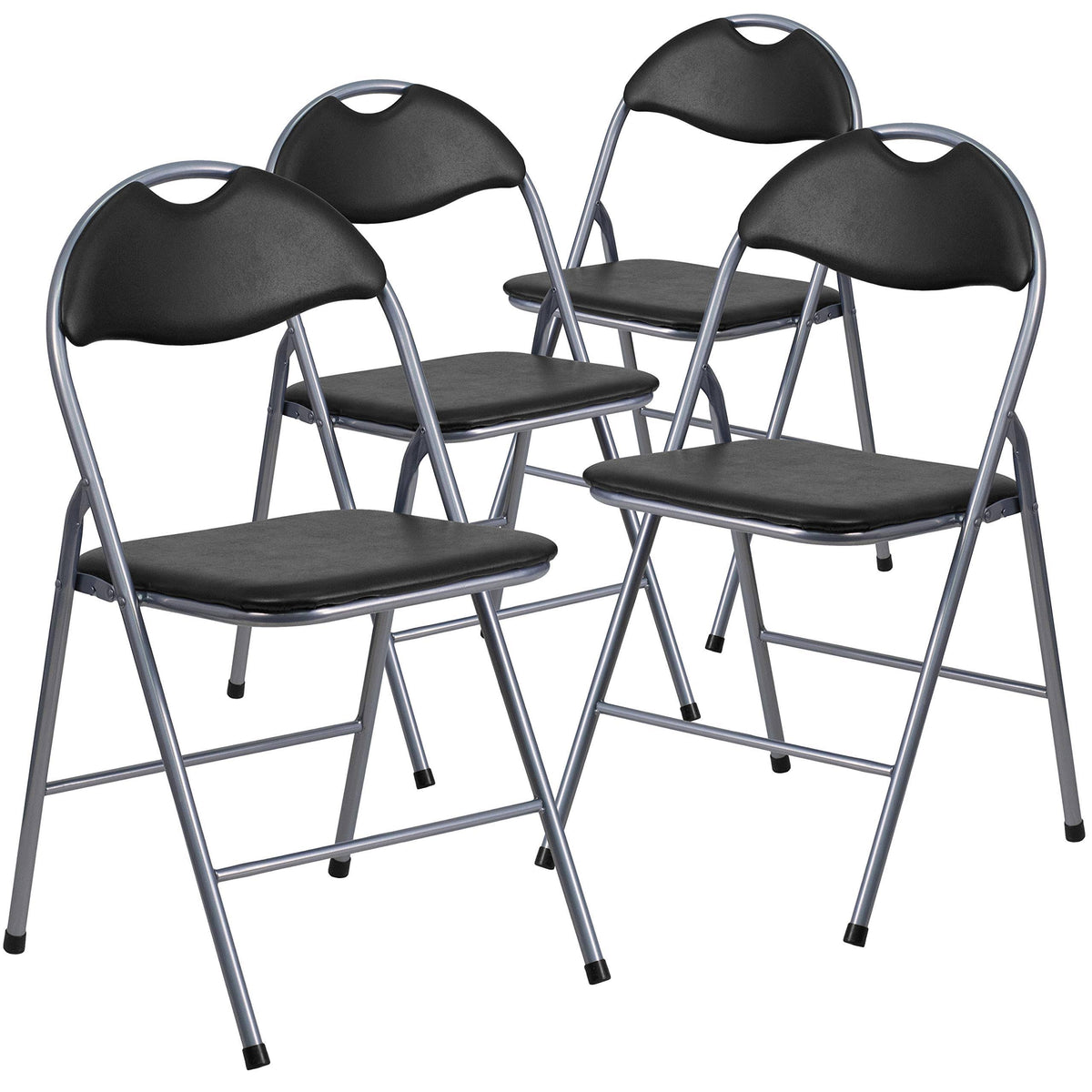 Black Vinyl Metal Folding Chair 4 Pk N22422