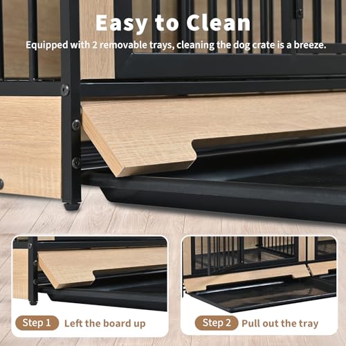 75’’ Double Dog Crate Furniture with Removable Divider & Trays K18344