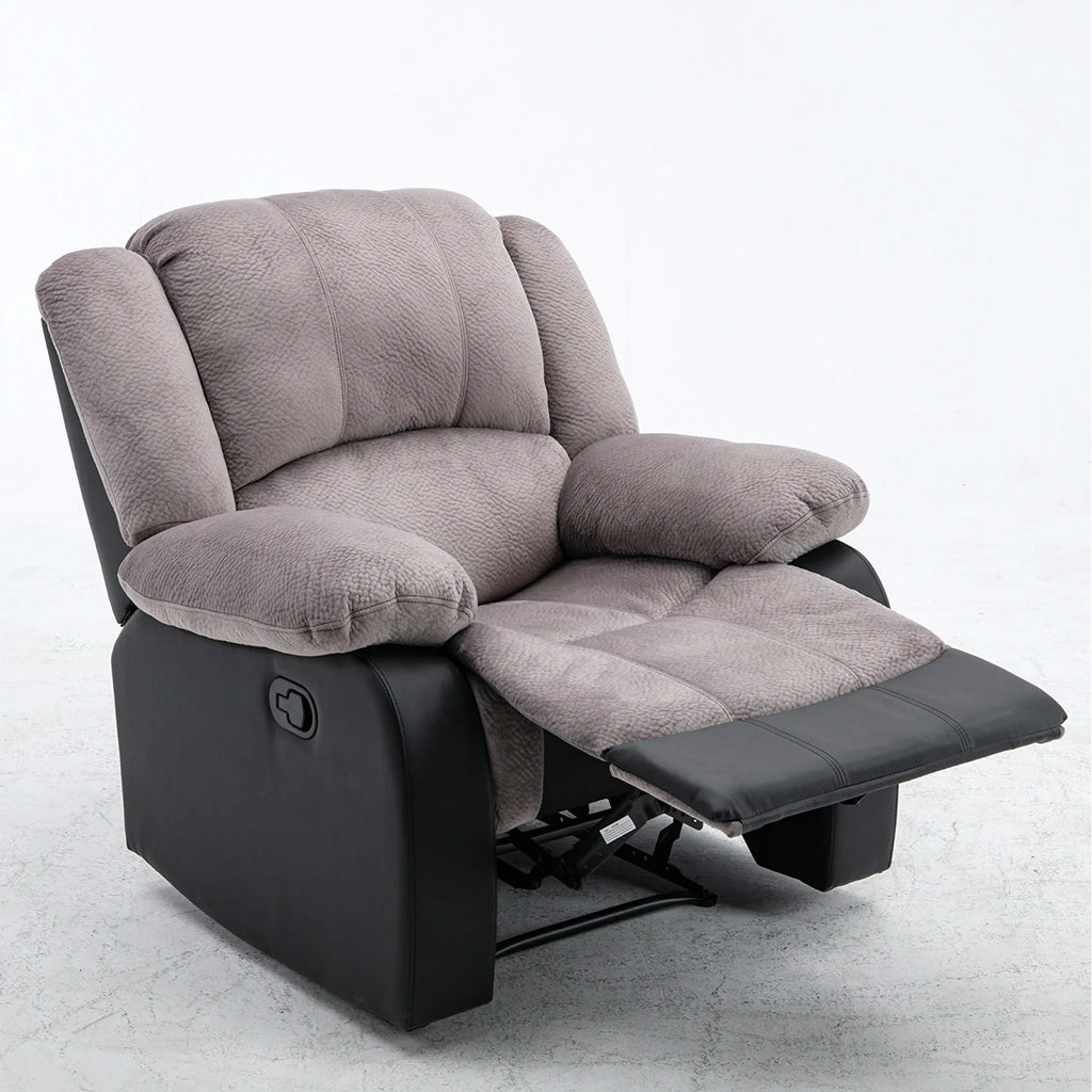 Manual Single Reclining Sofa, Gray PU Leather Z4598