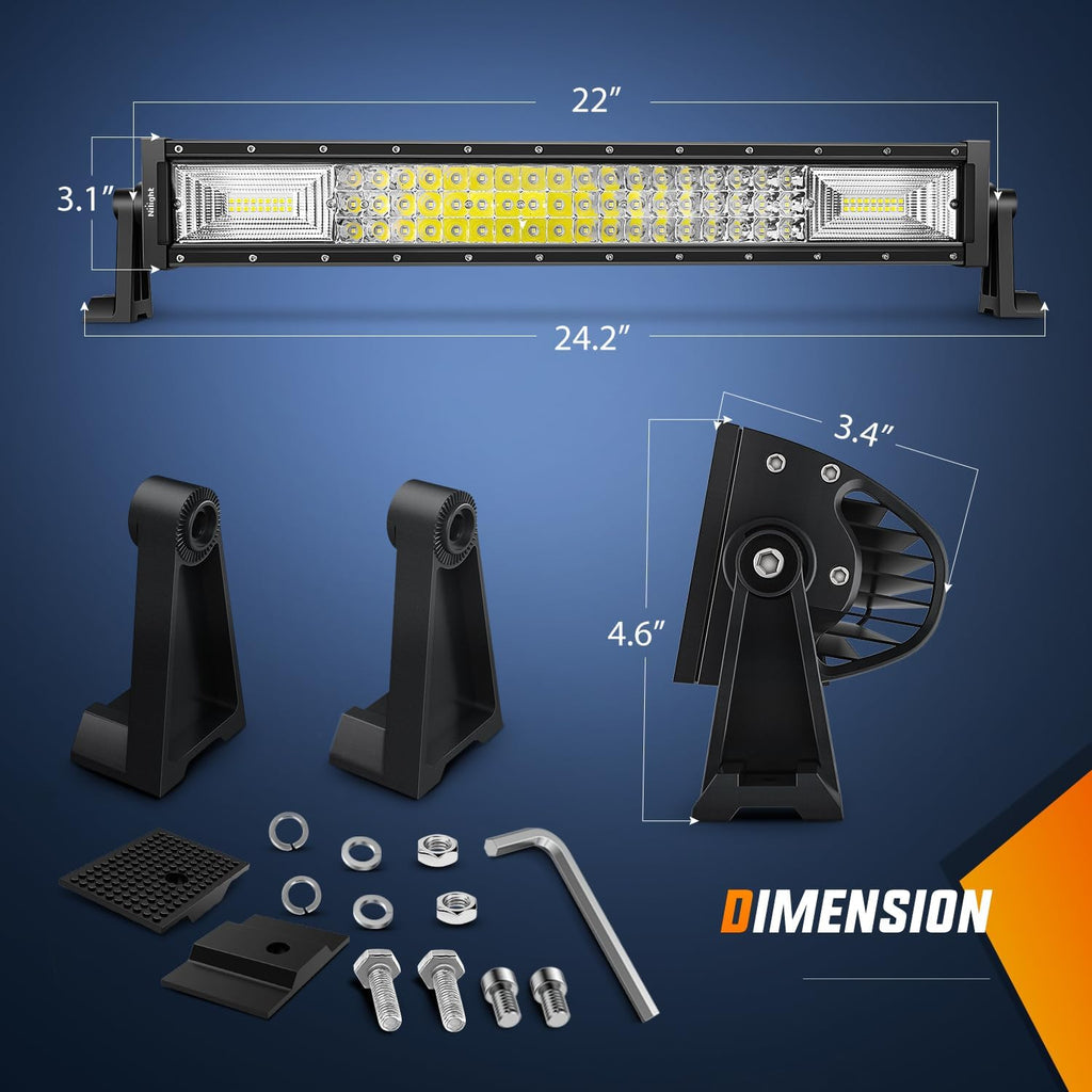 22Inch 270W Triple Row LED Light Bar Flood Spot Combo Beam Driving Lights T18730
