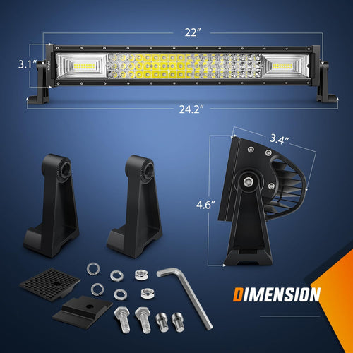 22Inch 270W Triple Row LED Light Bar Flood Spot Combo Beam Driving Lights T18730