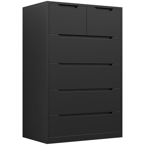 6 Drawer Black Tall Chest of Drawers F426