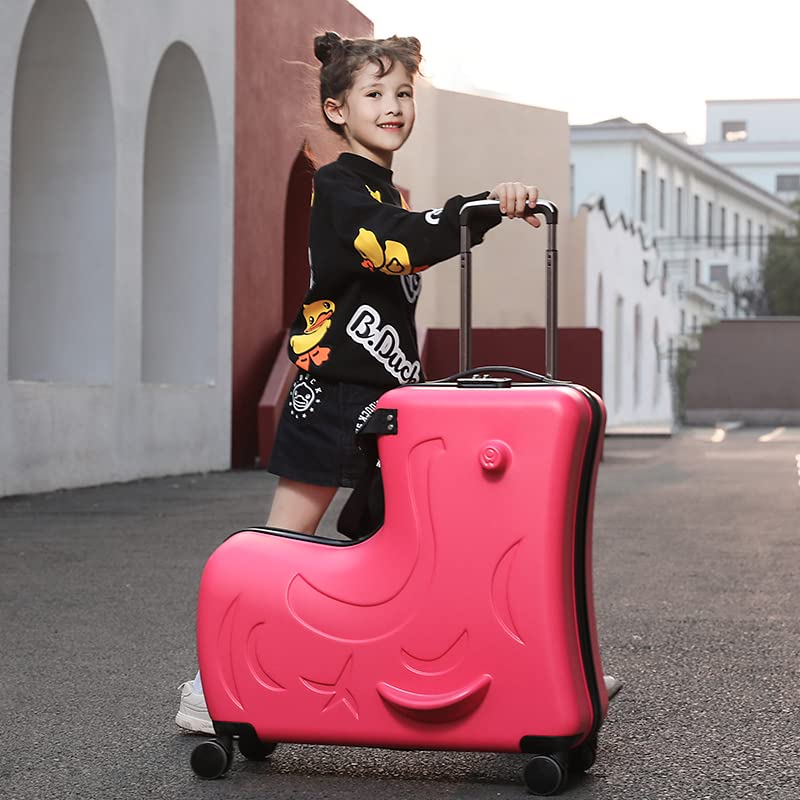 Hardside Ride on Kids Luggage with 4 Spinner Wheels, Yellow 25-Inch Q164