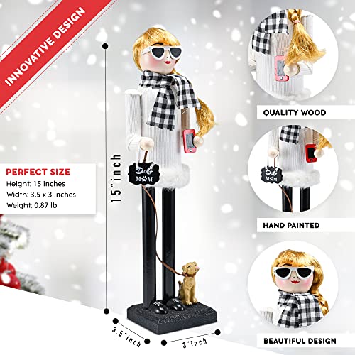 White and Black Wooden Nutcracker Woman 15" E178567