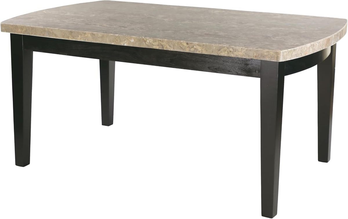 Dark Espresso 5pc Dining Set Marble Top Table and 4 Chairs Faux Leather Upholstery S71456