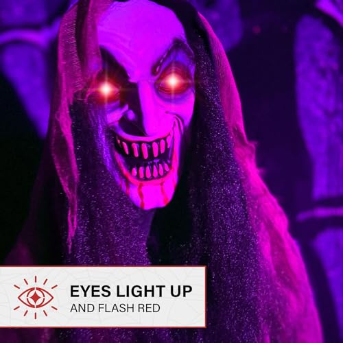 5.25-ft. Standing Gravekeeper Animatronic with Red LED Eyes and Sound Effects T3893