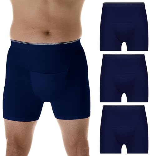 Men’s Incontinence Boxer Briefs Pack of 3 White Large Waist 38-40" X146