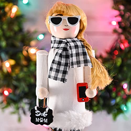 White and Black Wooden Nutcracker Woman 15" E178567