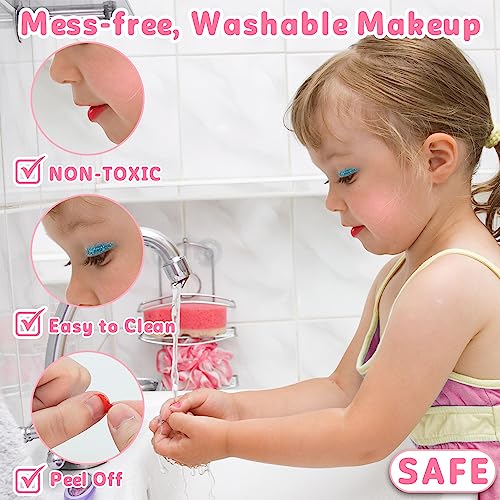 48Pcs Washable Play Make Up Toys Set with Mirror (Blue) B22567