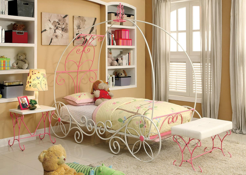 Twin Pink & White Carriage Bed L95147