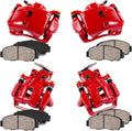 Powder Coated Red Calipers + Ceramic Brake Pads Kit L1984