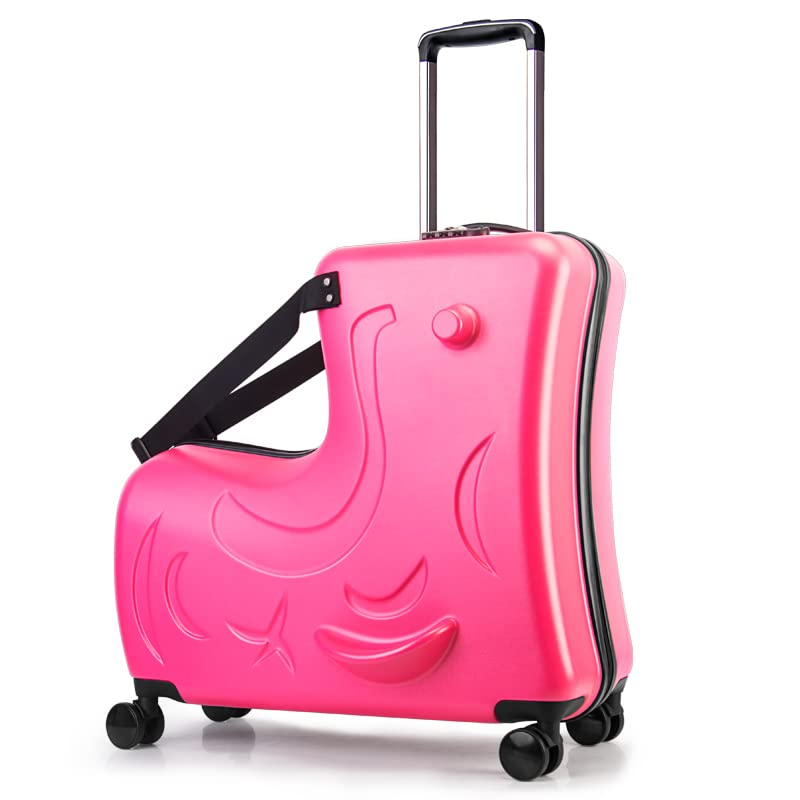 Hardside Ride on Kids Luggage with 4 Spinner Wheels, Yellow 25-Inch Q164
