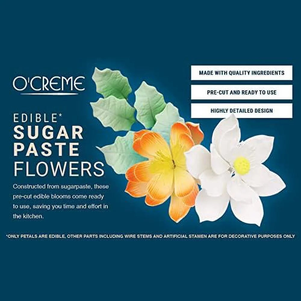 White Edible Gumpaste Flower Set for Cake Decorating L845