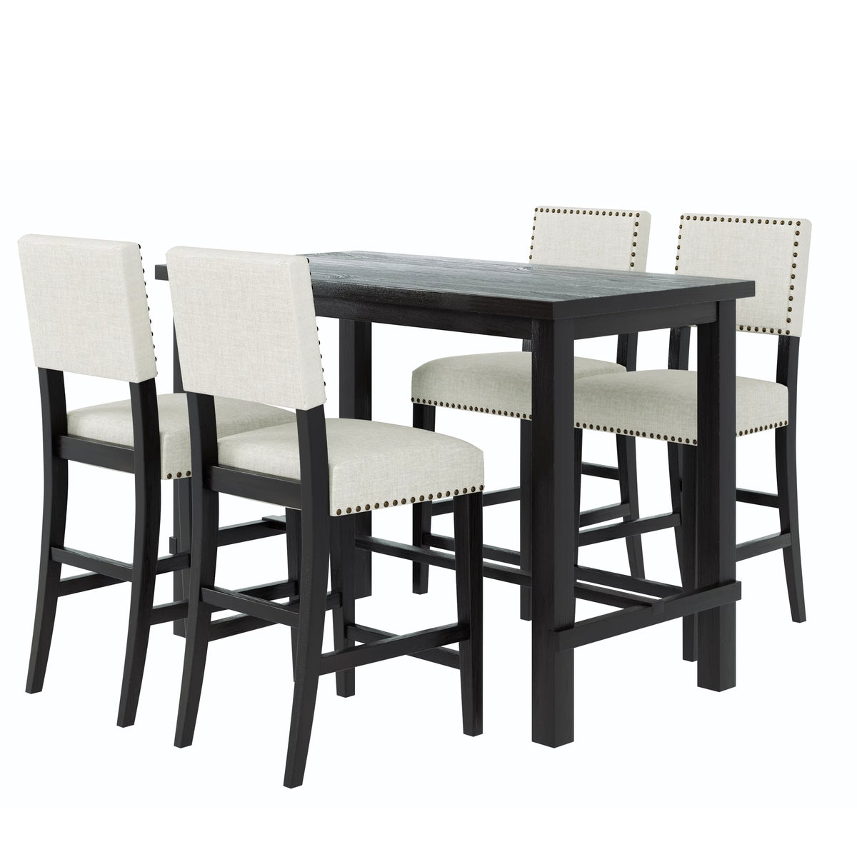 5 Piece Counter Height Dining Table Set with 4 Cushioned Chairs T77913