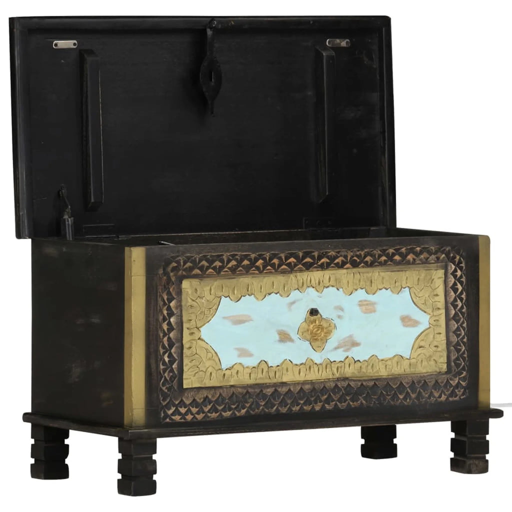 Wooden Storage Chest Mango Wood Blanket Storage Box 31.5 x 15.7 x 17.7 Inches L80559