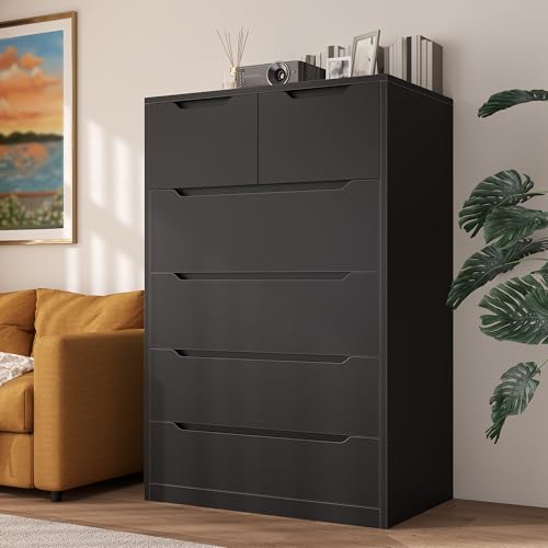6 Drawer Black Tall Chest of Drawers F426
