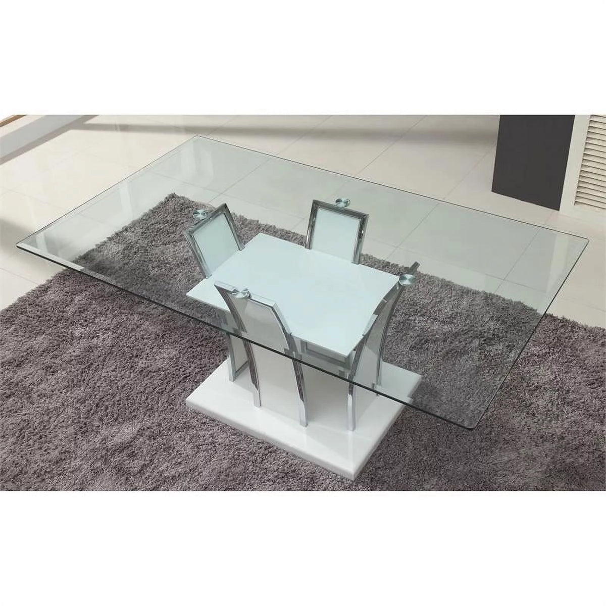 White Glass Top Dining Table C53095