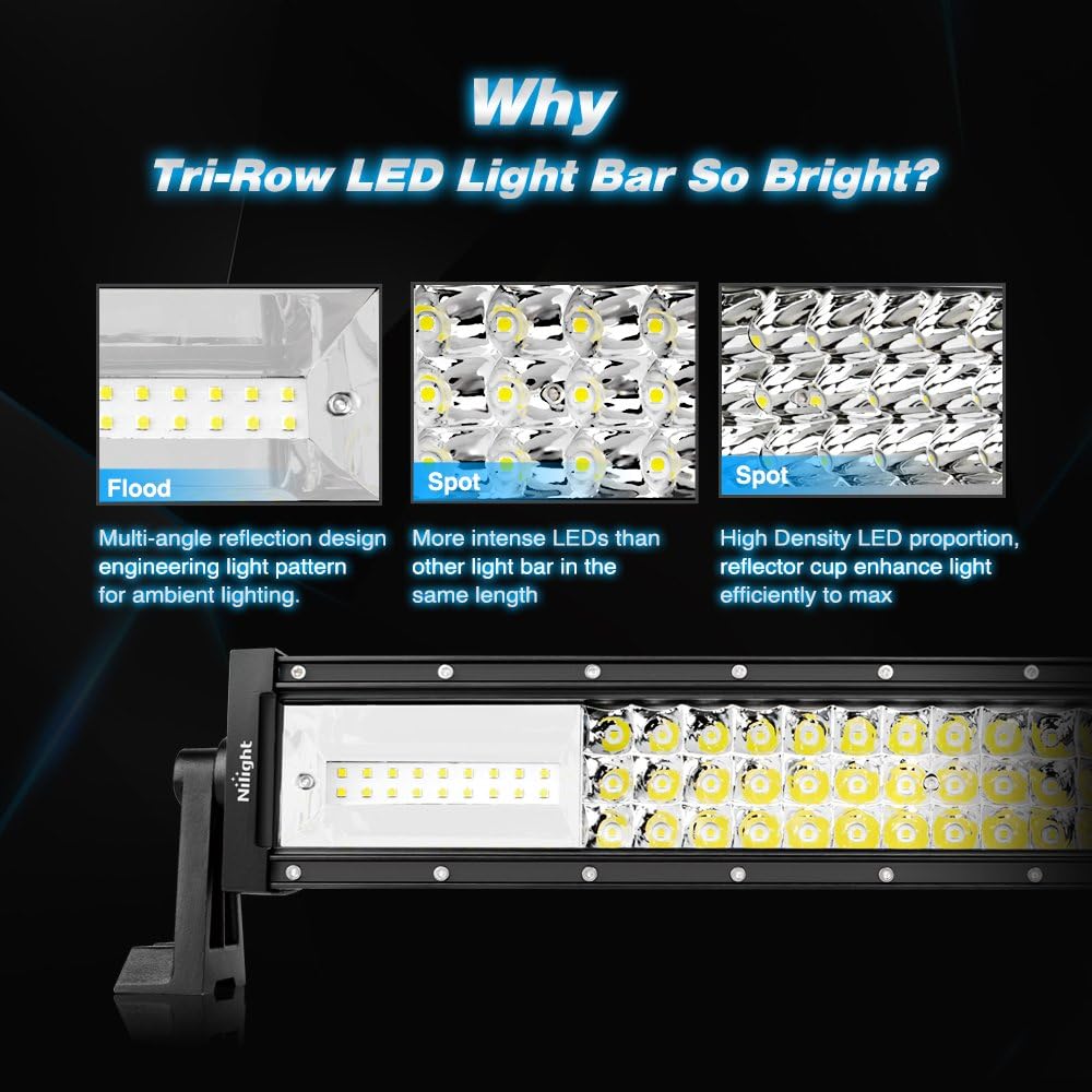22Inch 270W Triple Row LED Light Bar Flood Spot Combo Beam Driving Lights T18730