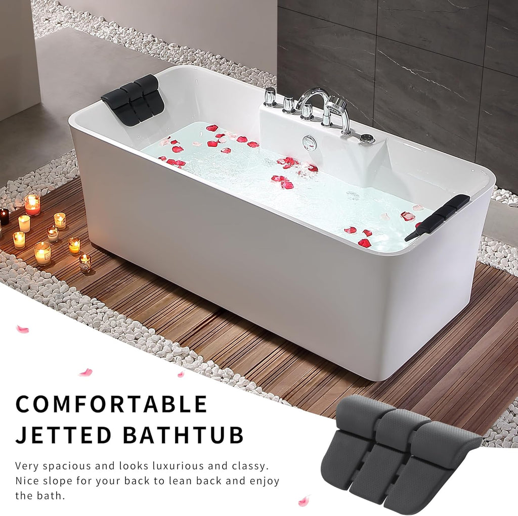 67 Inch Freestanding Acrylic Whirlpool Bathtub with 8 Jets, White S9564