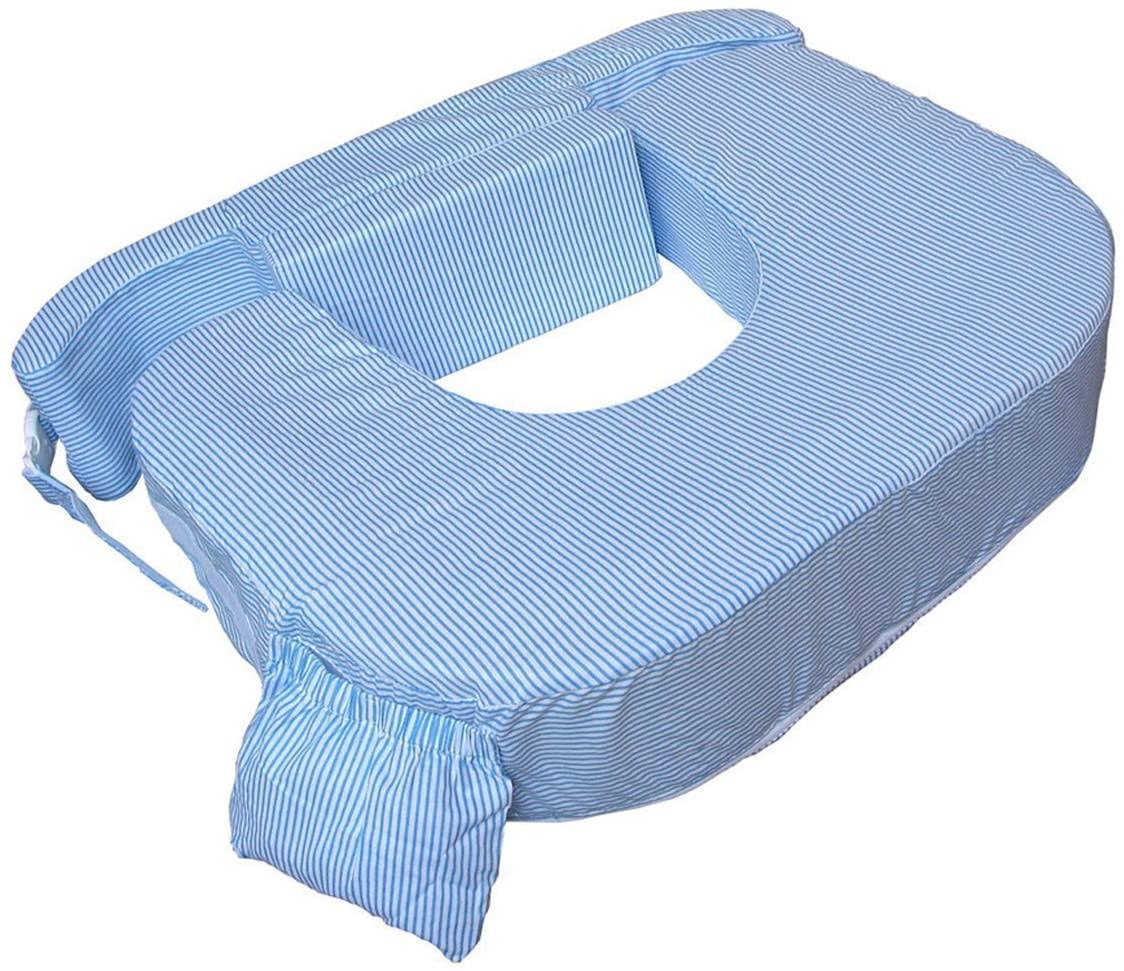 Blue White Stripes Twin Breastfeeding Nursing Pillow Y690612