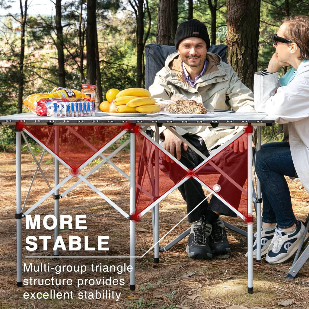 Lightweight Portable Aluminum Camping Table with Carry Bag U784901