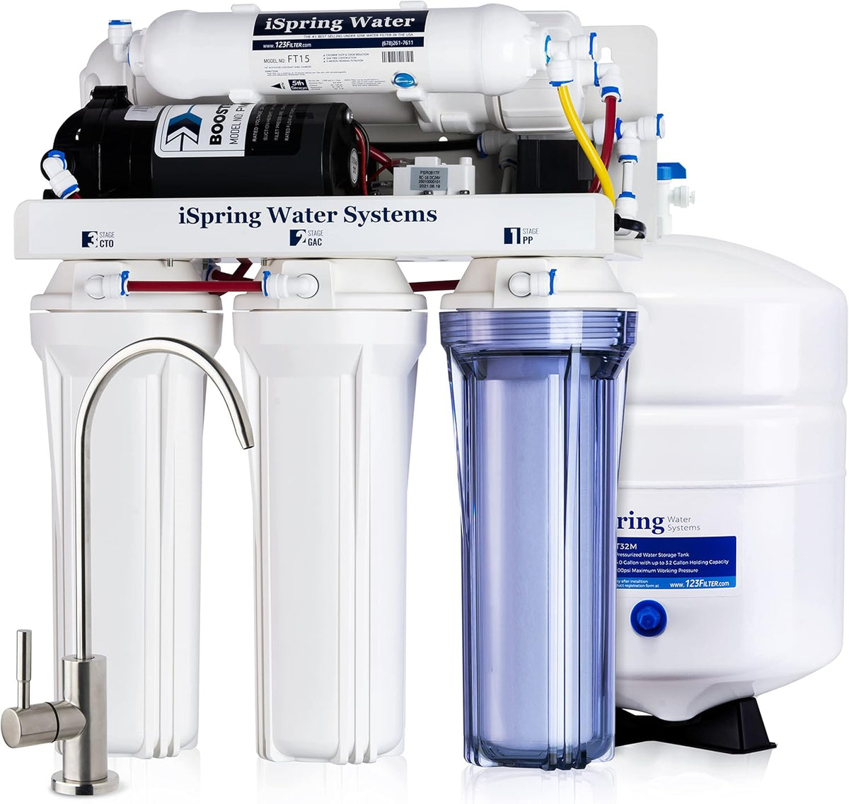 High Capacity 5-Stage Under Sink Reverse Osmosis Water Filter, 100 GPD Y77525