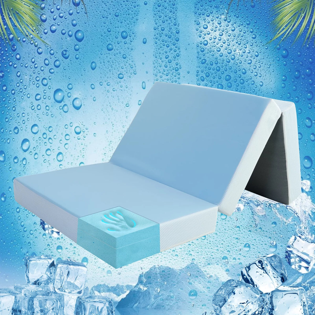 6 inch Twin Blue Folding Mattress with Washable Cover C134320