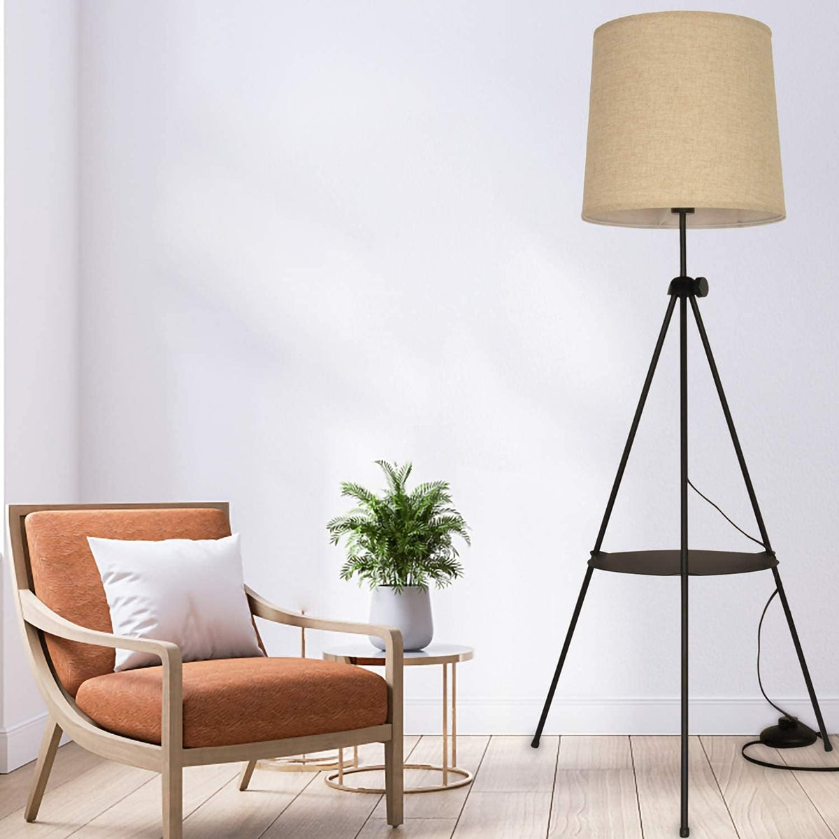 Tripod Floor Lamp with Table Shelf V1348