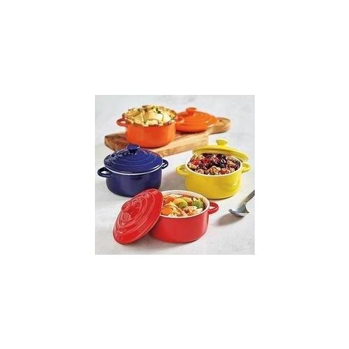 Set of 8 Stoneware Mini Casserole Pots with Lids B728467