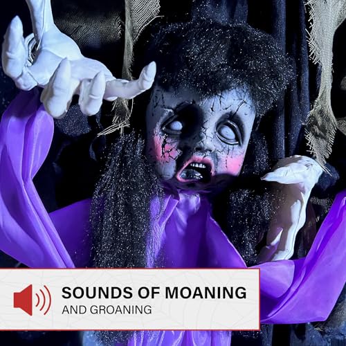 5.25-ft. Standing Gravekeeper Animatronic with Red LED Eyes and Sound Effects T3893