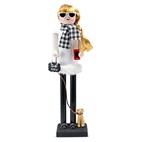 White and Black Wooden Nutcracker Woman 15" E178567
