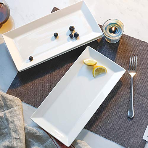 White 12 Inch Porcelain Rectangular Serving Platters Set of 4 M5175