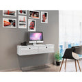 White 2 Shelf Floating Office Desk C8392