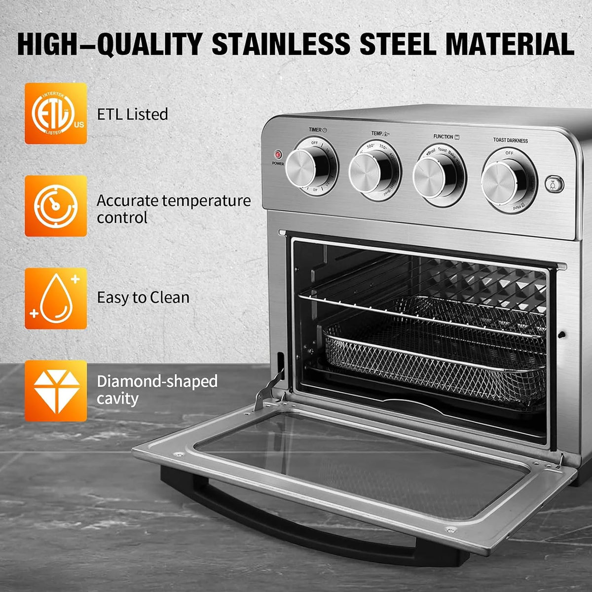 6 Slice 24.5QT Air Fryer Toaster Oven Combo, Stainless Steel V71299