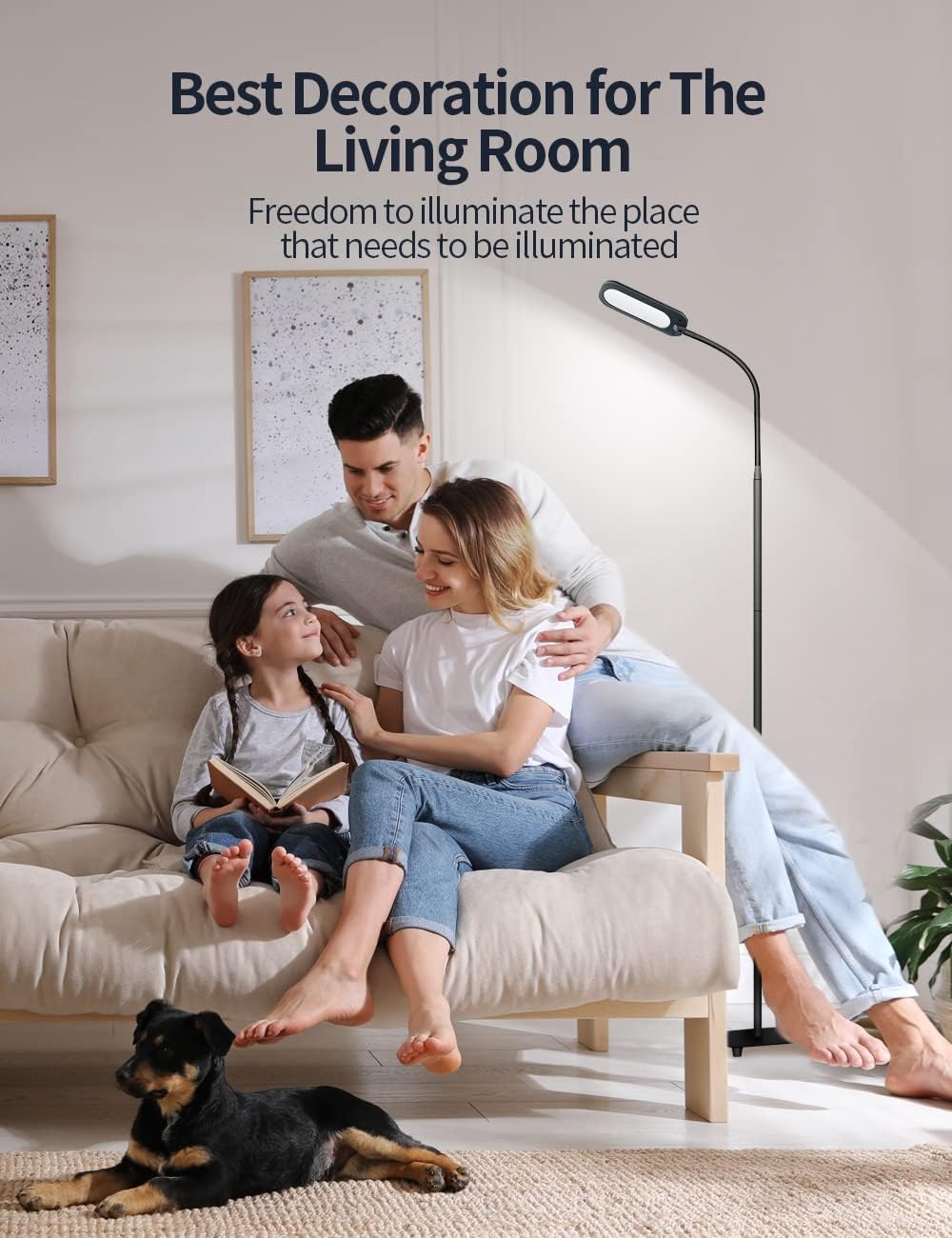 Black LED Floor Lamp with Adjustable Gooseneck J28679