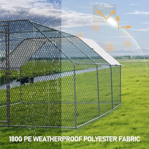 6.5 x 10 FT Metal Chicken Coop with Waterproof Cover A500265