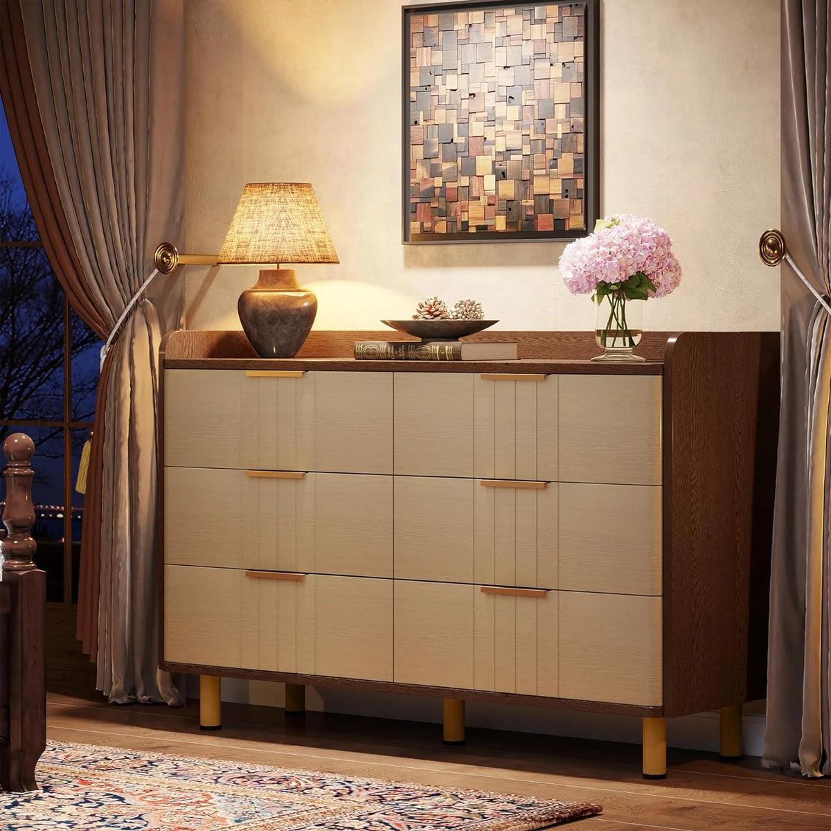 6 Drawer Wood Dresser D552
