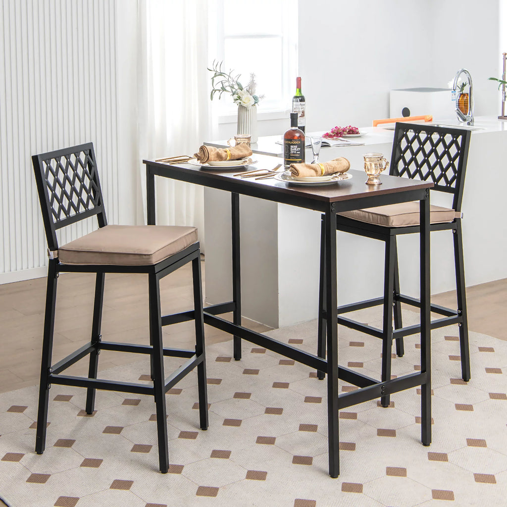 Set of 2 Metal Bar Stools with Cushion A1507