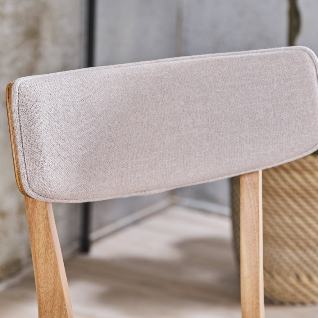 Set of 2 Light Beige Fabric Dining Chairs with Natural Oak Finish S4371