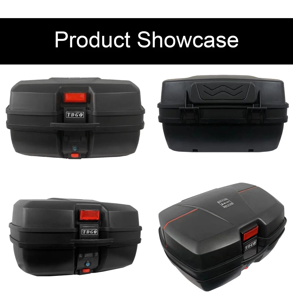 48L Motorcycle Tail Box Rear Trunk Waterproof with 2 Keys Mounting Base Plate P9456